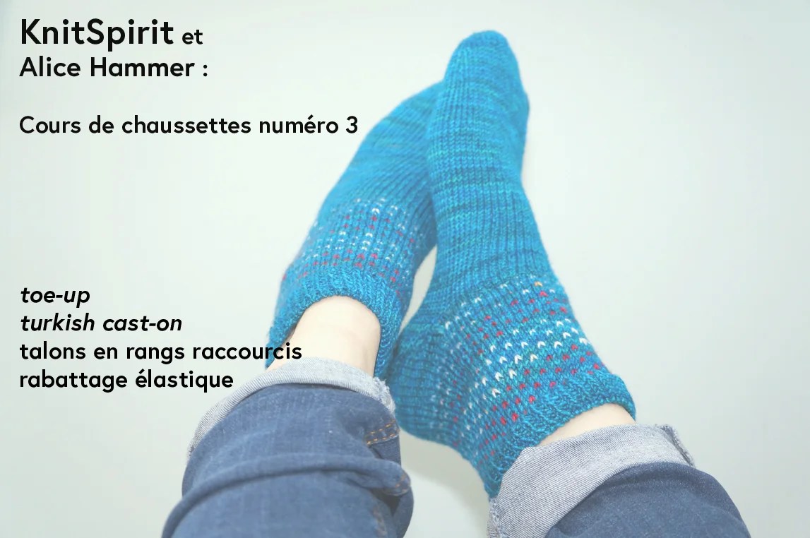 Point chaussette : toe-up, talon en rangs raccourcis et rabattage Ã©lastique