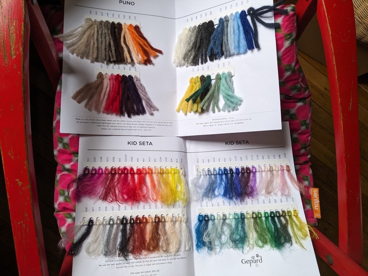  Avec la Guepard je vais faire une veste avec un mélange de Puno et de Kid Seta. La veste sera blanche à motifs orange. 